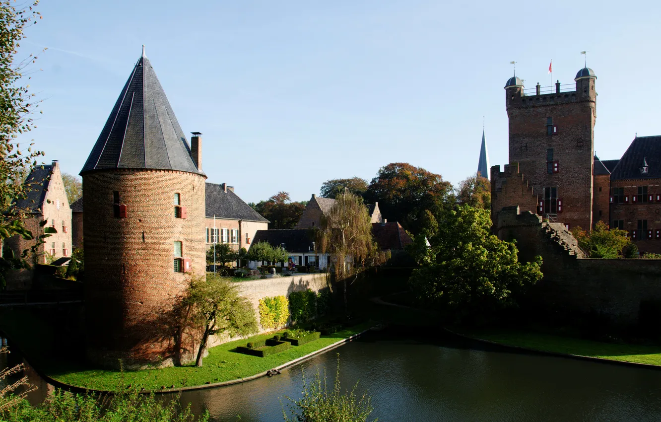 Photo wallpaper the city, photo, castle, home, Netherlands, Army mountain