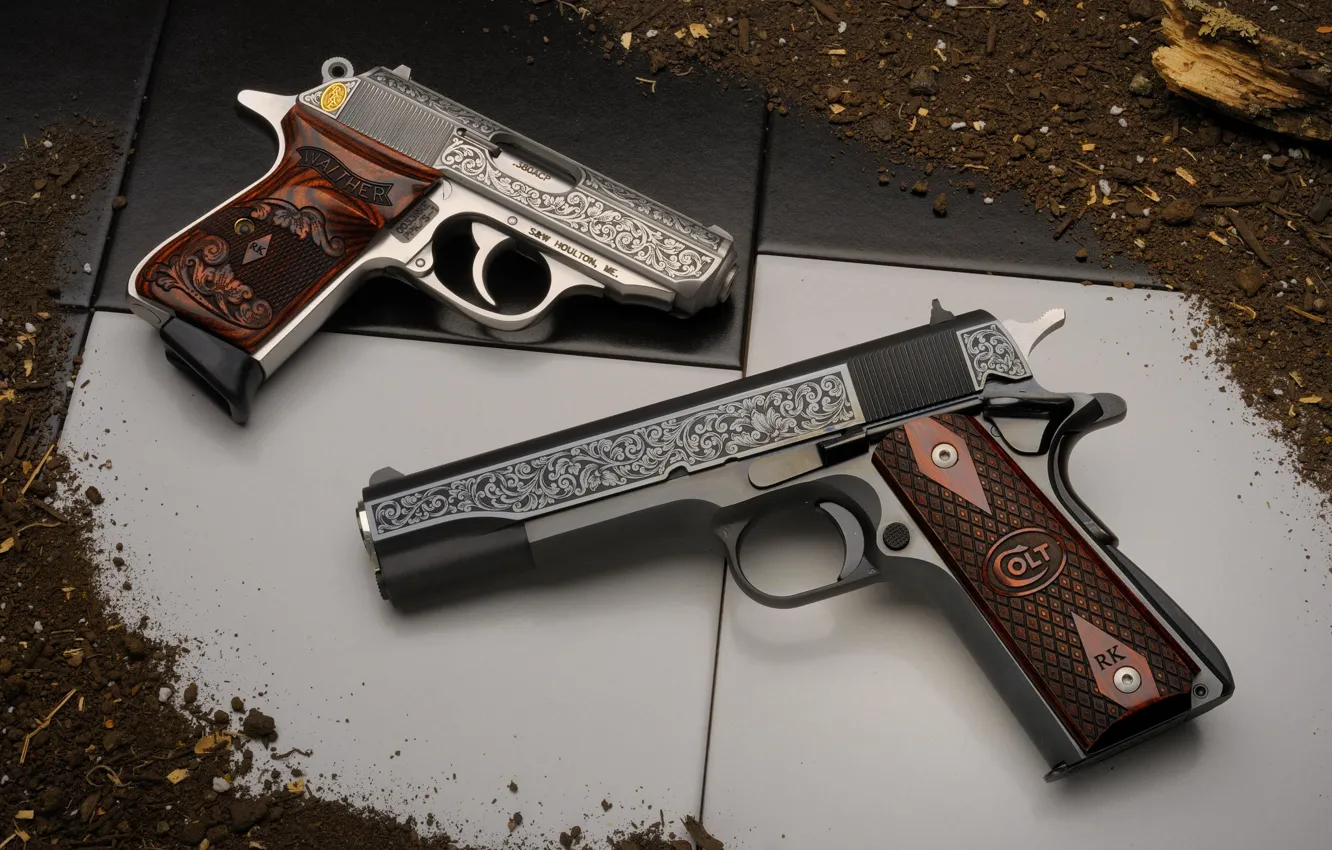 Photo wallpaper weapons, guns, Colt, Walther