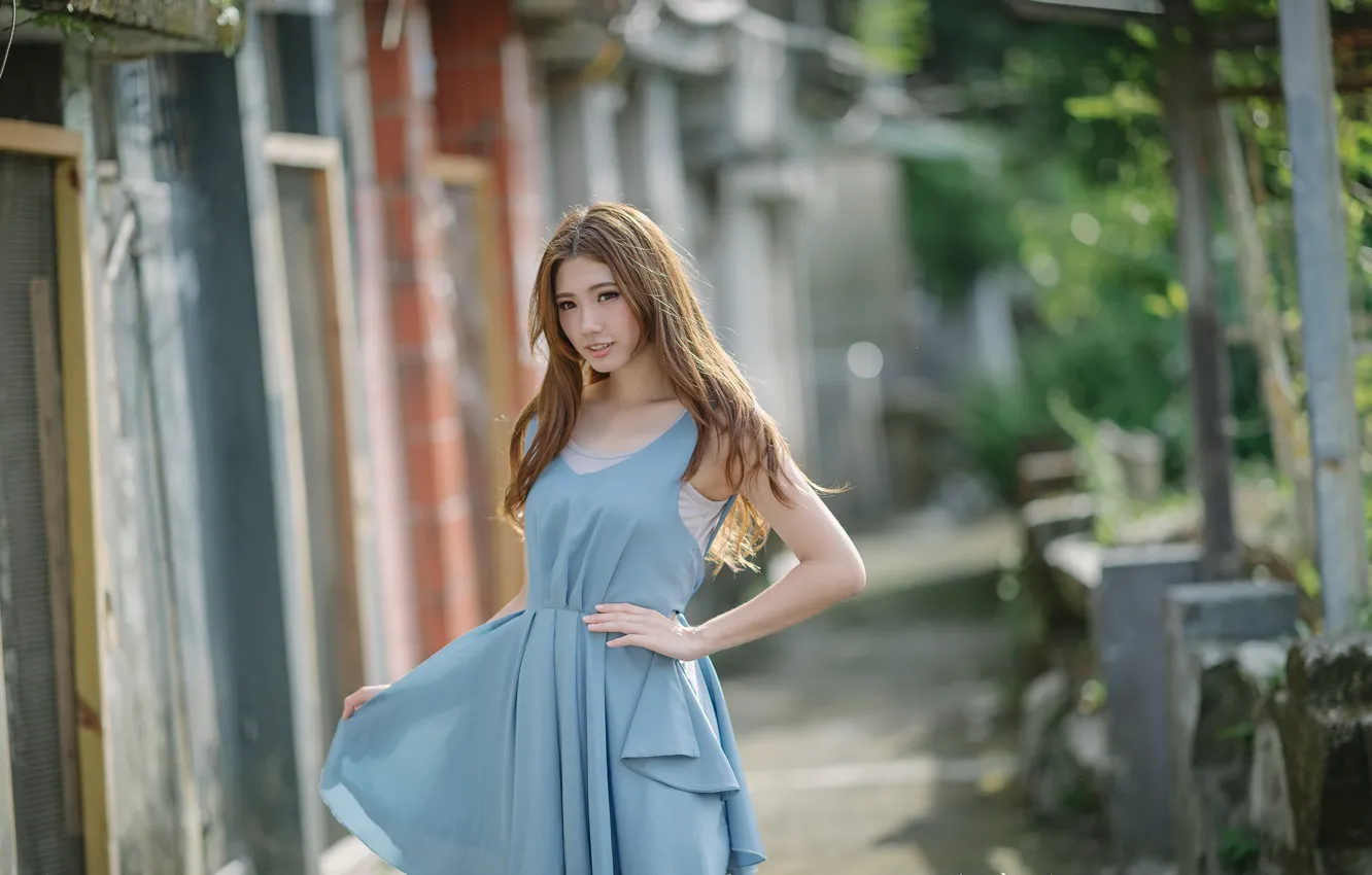Photo wallpaper girl, street, Asian