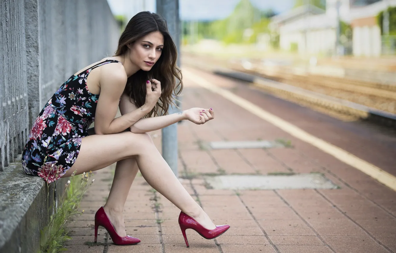 Photo wallpaper girl, sexy, dress, legs, model