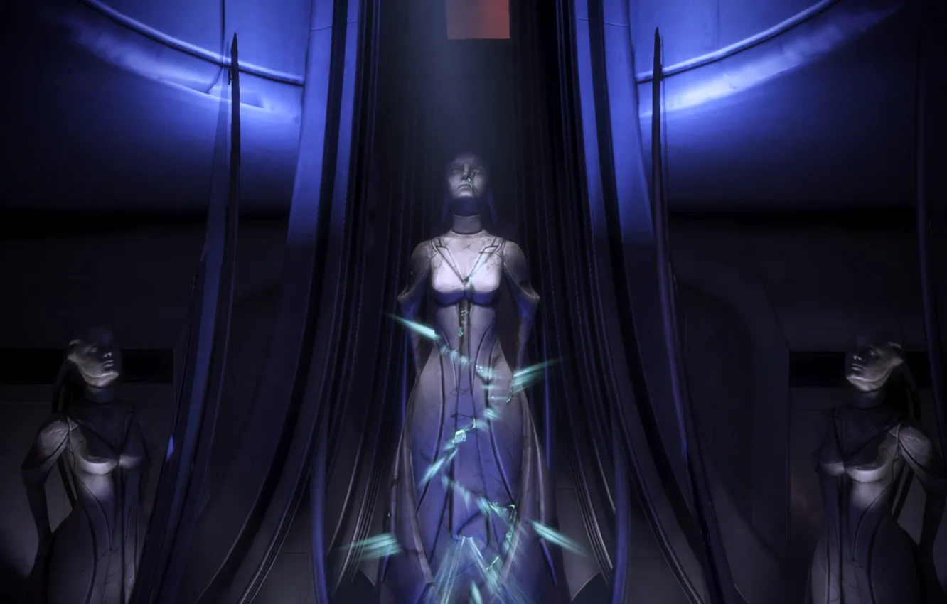 Photo wallpaper Statue, Mass Effect 3, Azari, Cracked, Ancient culture