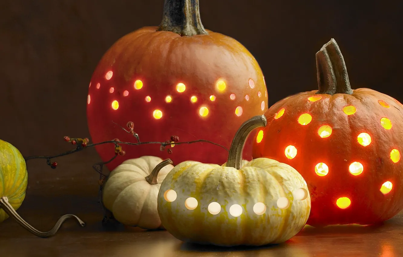 Photo wallpaper light, holiday, pumpkin, Halloween, Halloween