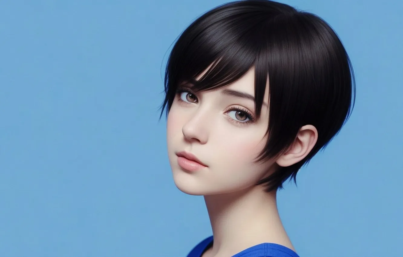 Photo wallpaper girl, brunette, portrait, AI Art