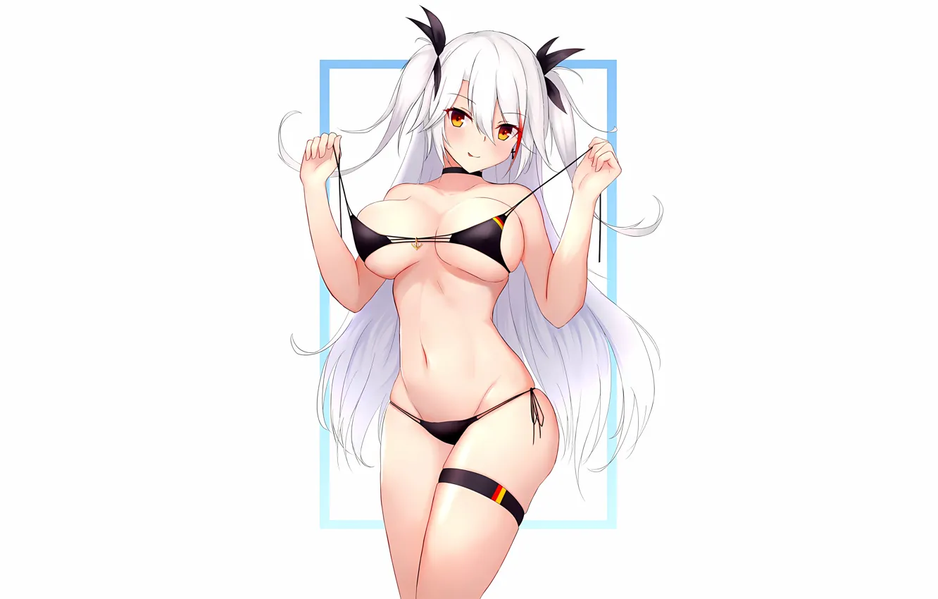 Photo wallpaper girl, sexy, cleavage, long hair, boobs, anime, beautiful, twintails