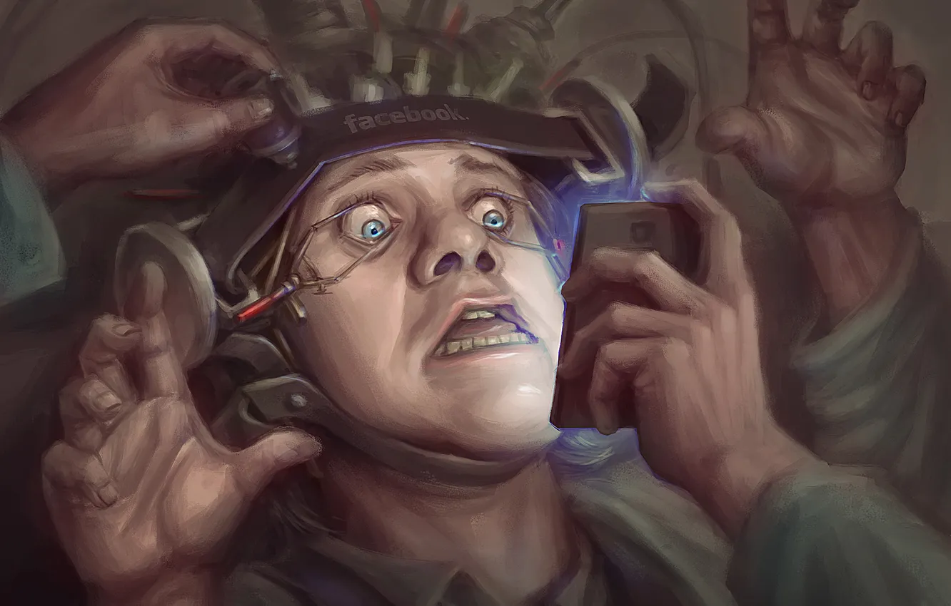 Photo wallpaper the film, phone, facebook, a clockwork orange, clockwork orange, Malcolm McDowell