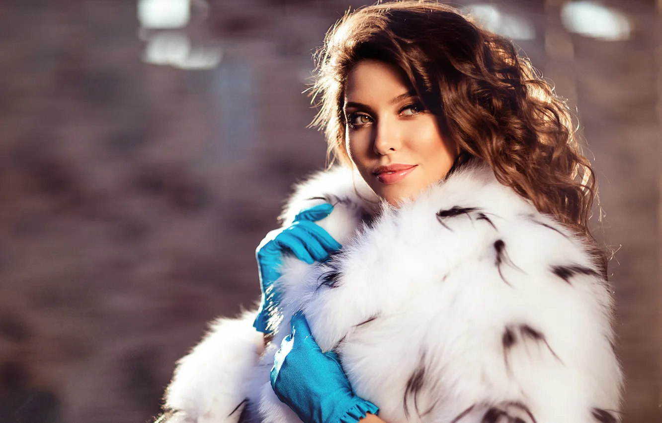 Photo wallpaper look, girl, light, pose, style, portrait, makeup, collar