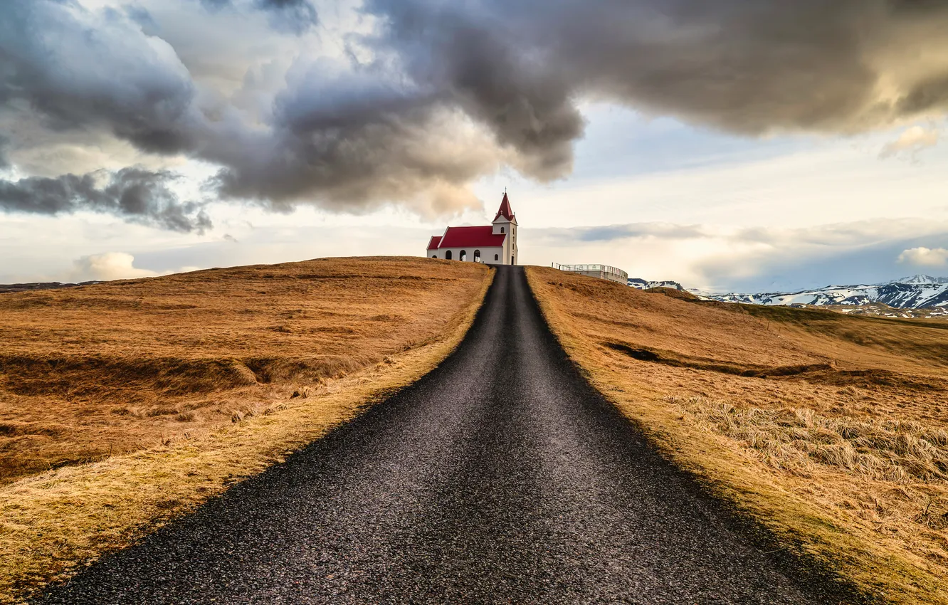 Photo wallpaper road, the sky, temple