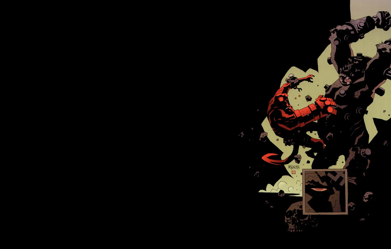 Photo wallpaper Goril, Battle, Comic, Art, Hellboy
