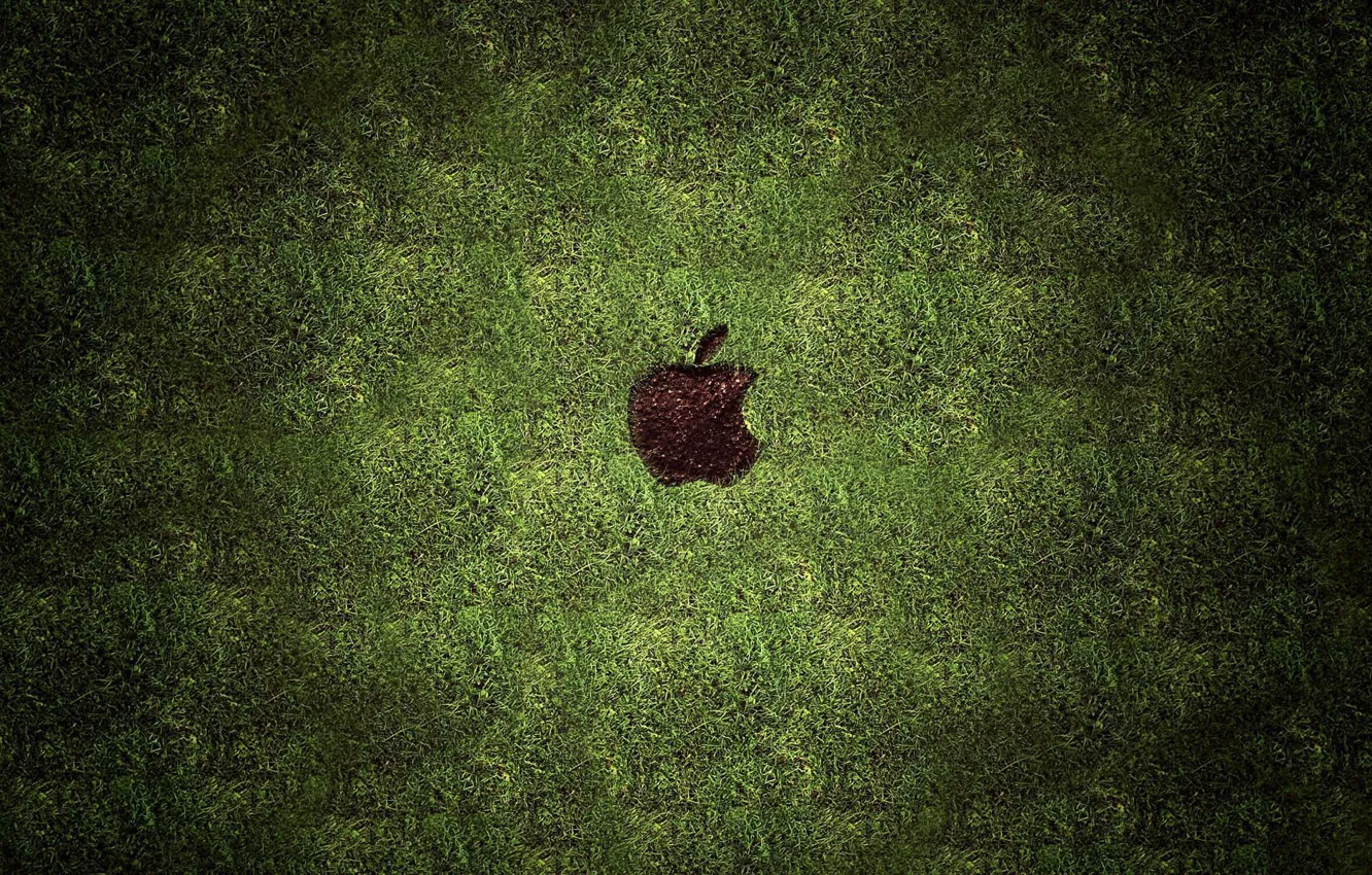 Photo wallpaper grass, lawn, trail, apple, mac, hi-tech