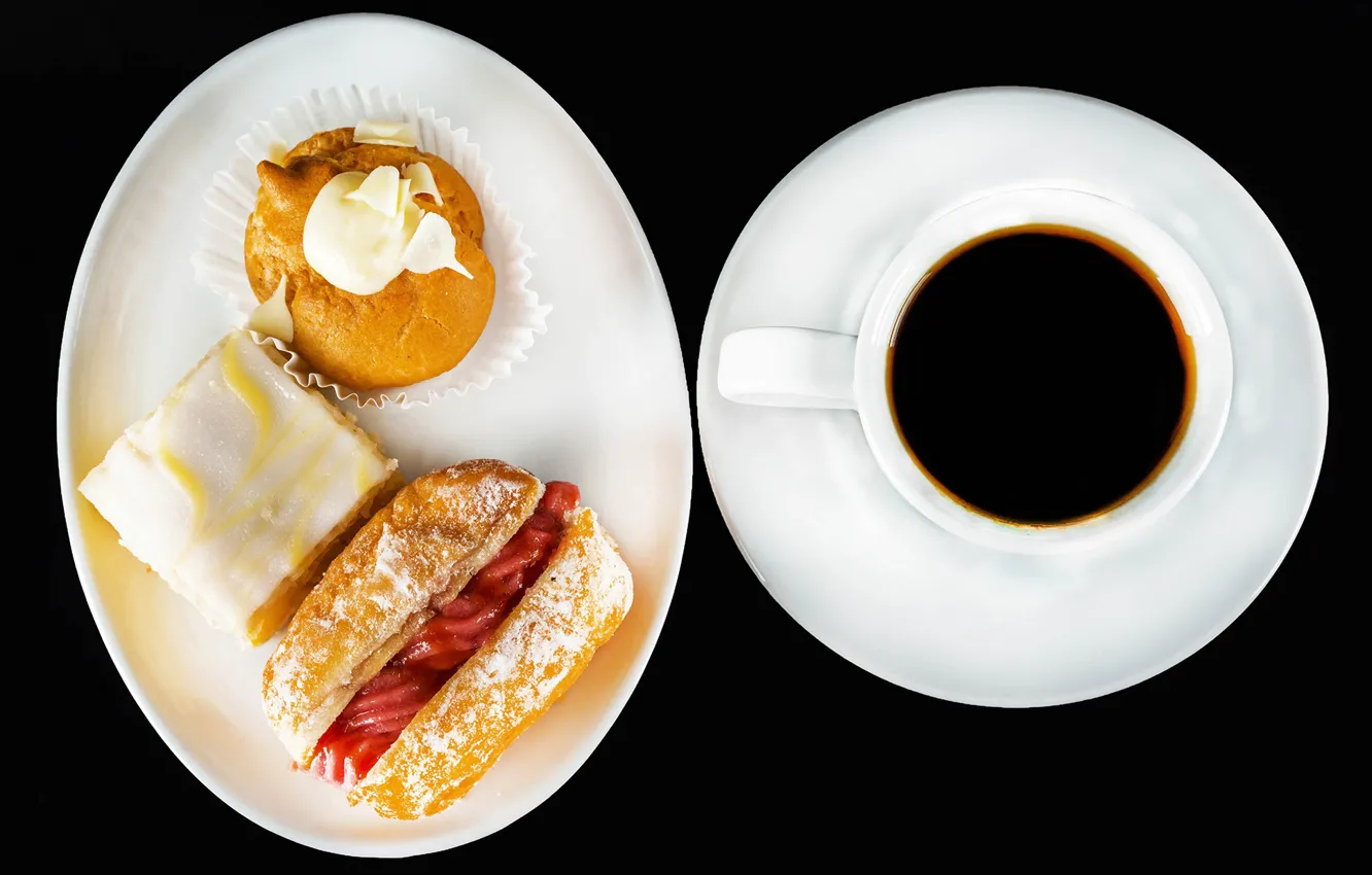 Photo wallpaper coffee, Cup, sandwich, cakes, sweet
