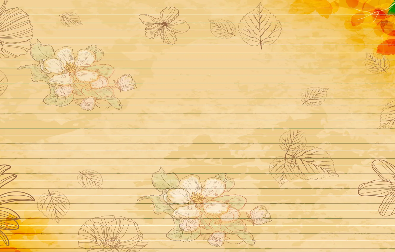 Photo wallpaper strips, background, leaf, flowers, lepecki