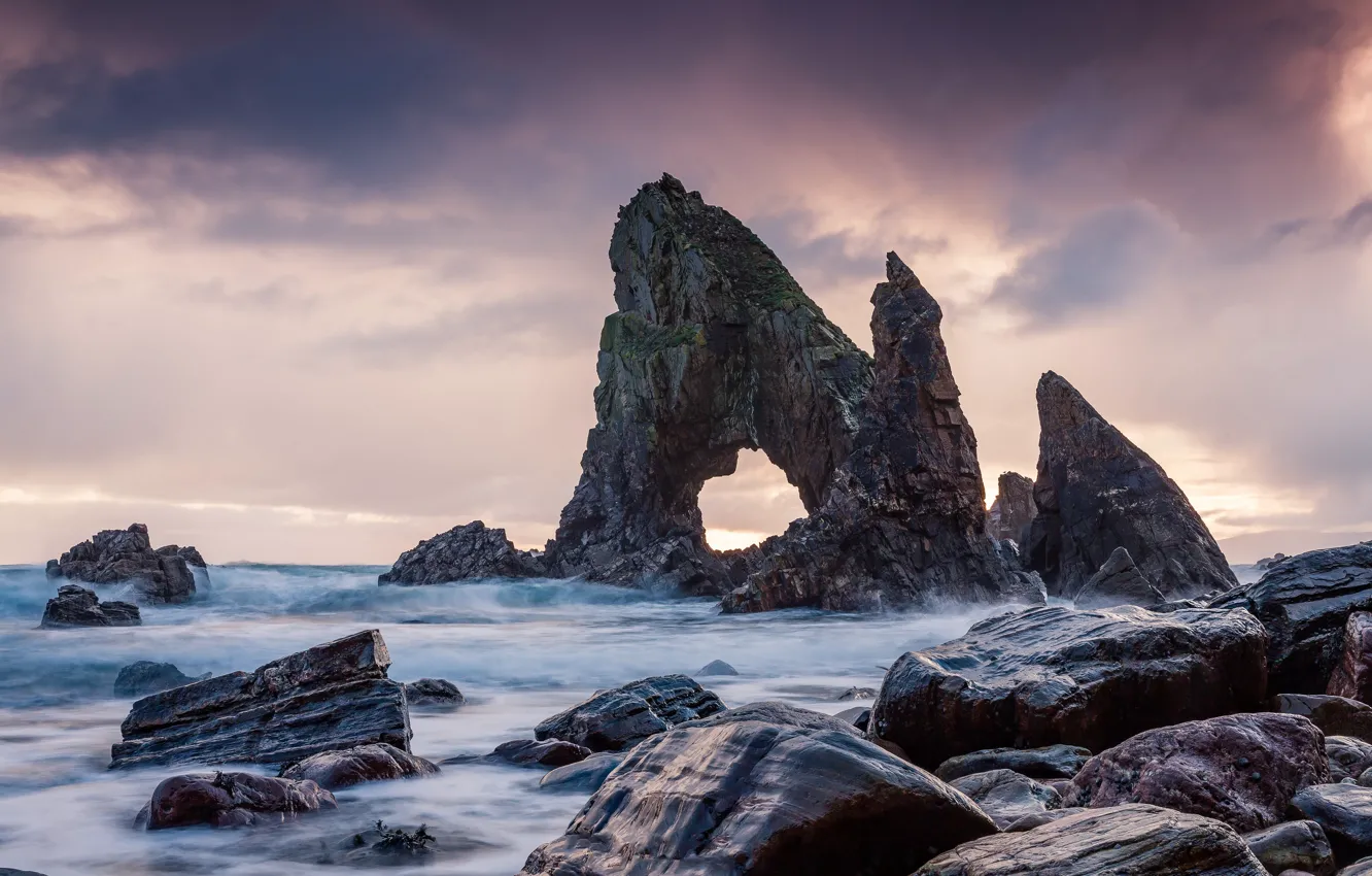 Photo wallpaper sea, stones, rocks