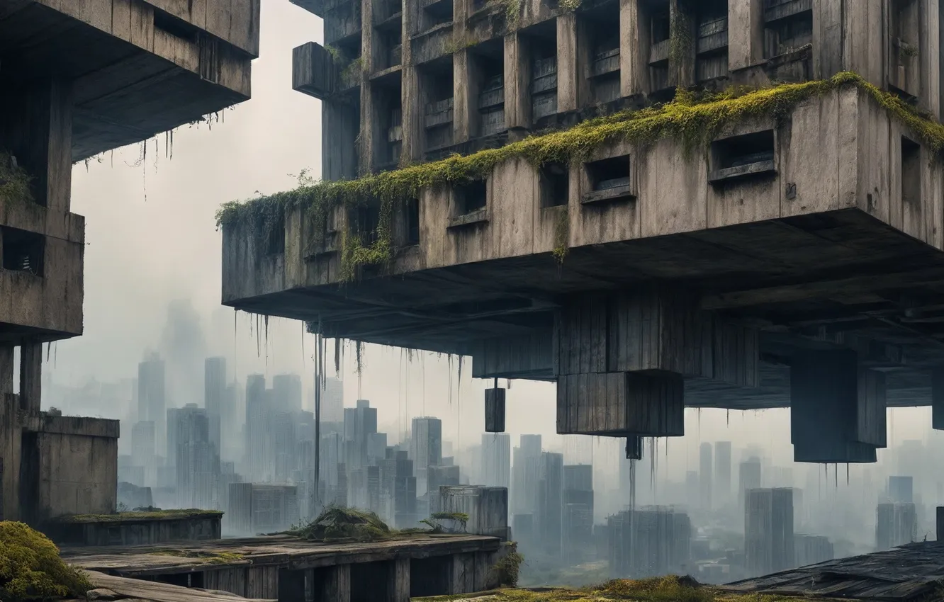 Photo wallpaper the city, ruins, structure