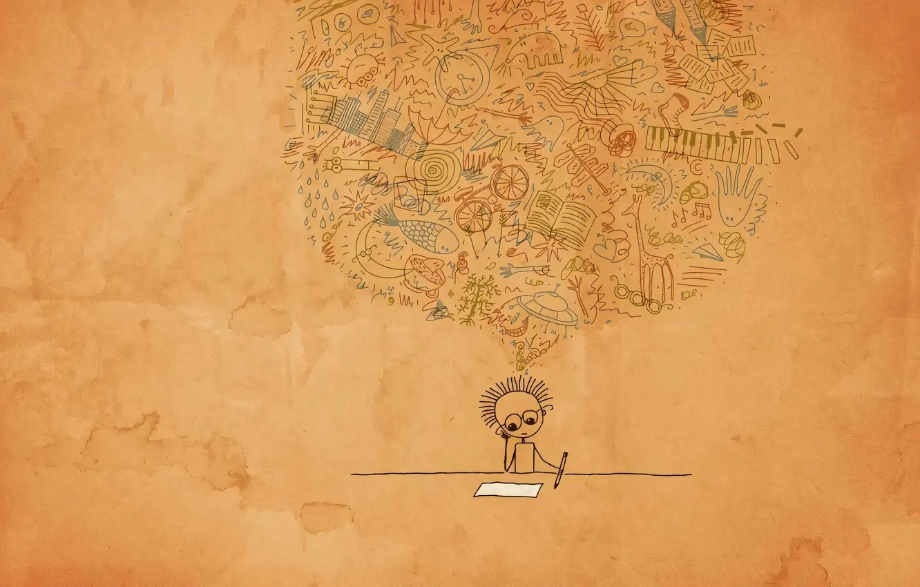 Photo wallpaper thoughts, boy, vladstudio