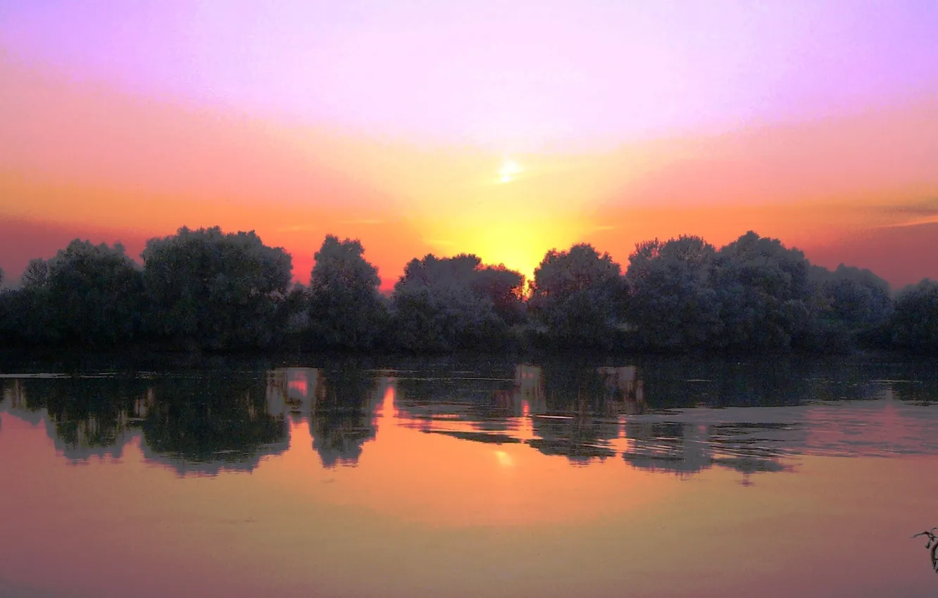 Photo wallpaper sunset, glow, Kuban