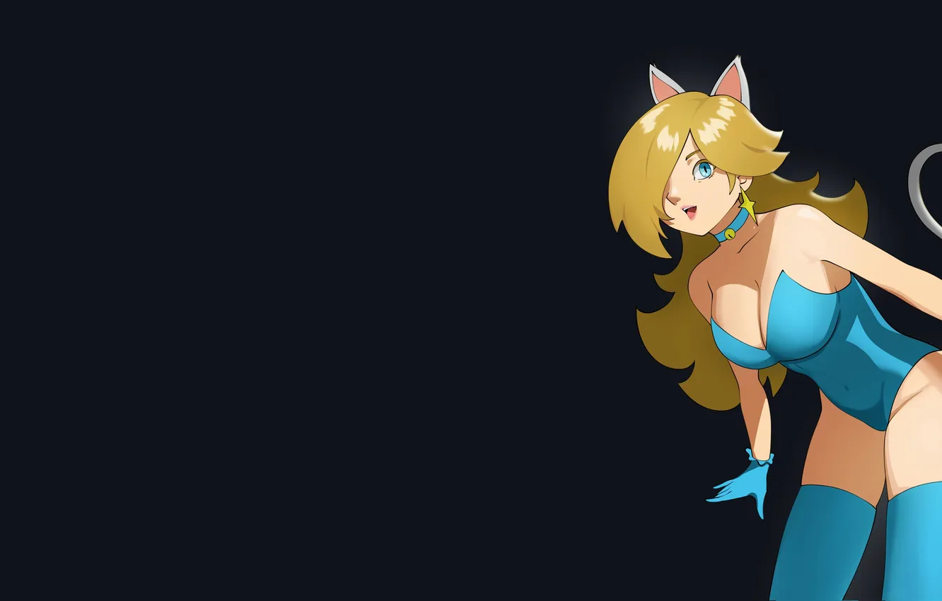 Photo wallpaper neckline, girl, black background, Princess, ears, bust, video games, Rosalina