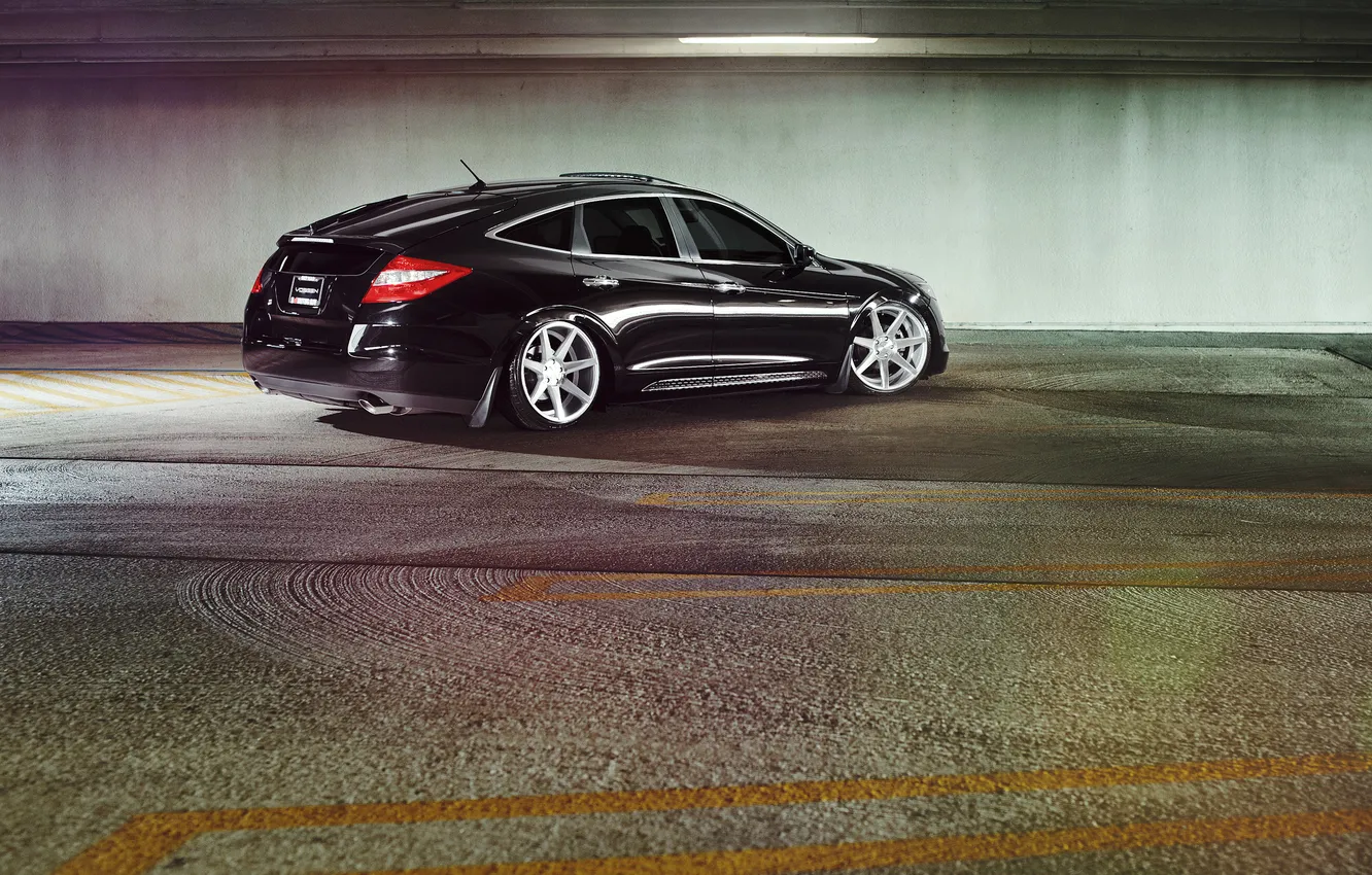 Photo wallpaper black, tuning, Parking, Honda, black, Honda, Vossen, Crosstour