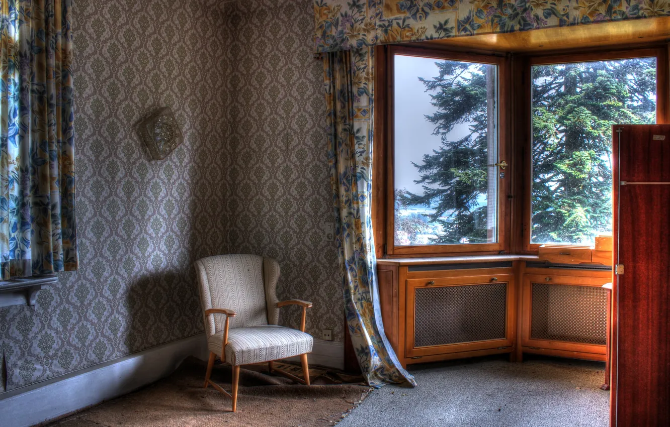 Photo wallpaper room, chair, window