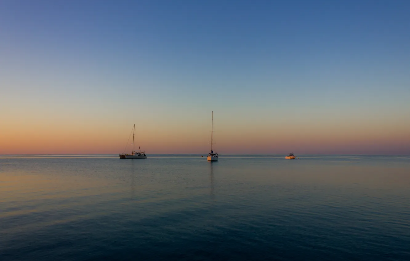 Photo wallpaper sea, the sky, boat, yacht, horizon