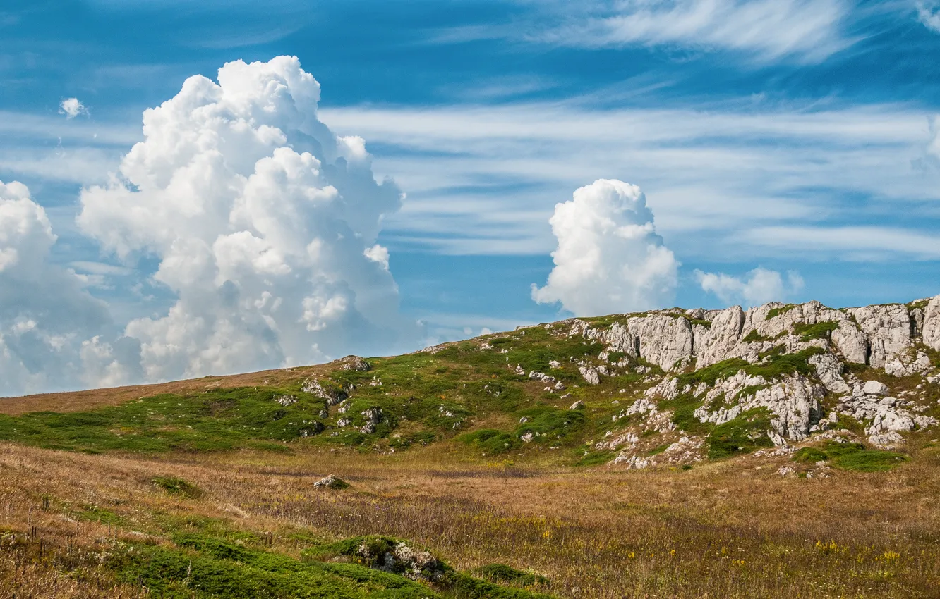 Photo wallpaper the sky, clouds, nature, mountain, Ukraine, Crimea, Chater-Dag - Massif