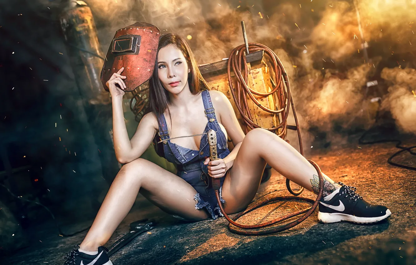 Photo wallpaper girl, pose, background
