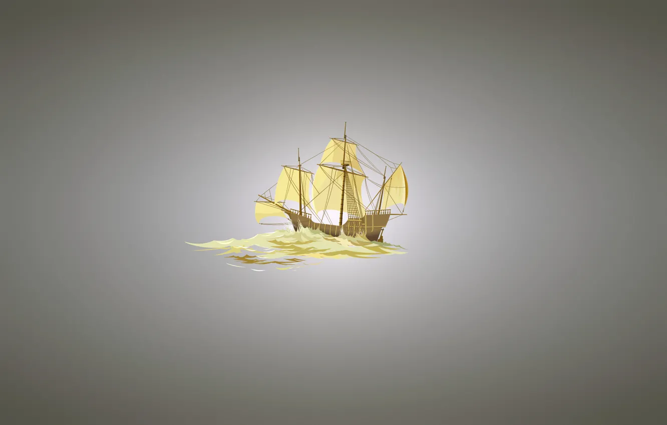 Photo wallpaper ship, sailboat, minimalism, light background