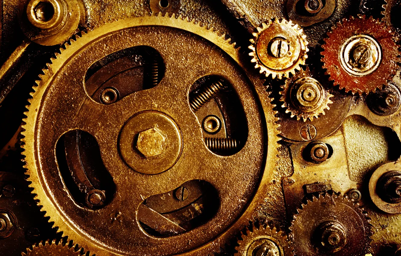 Photo wallpaper mechanism, gear, spring