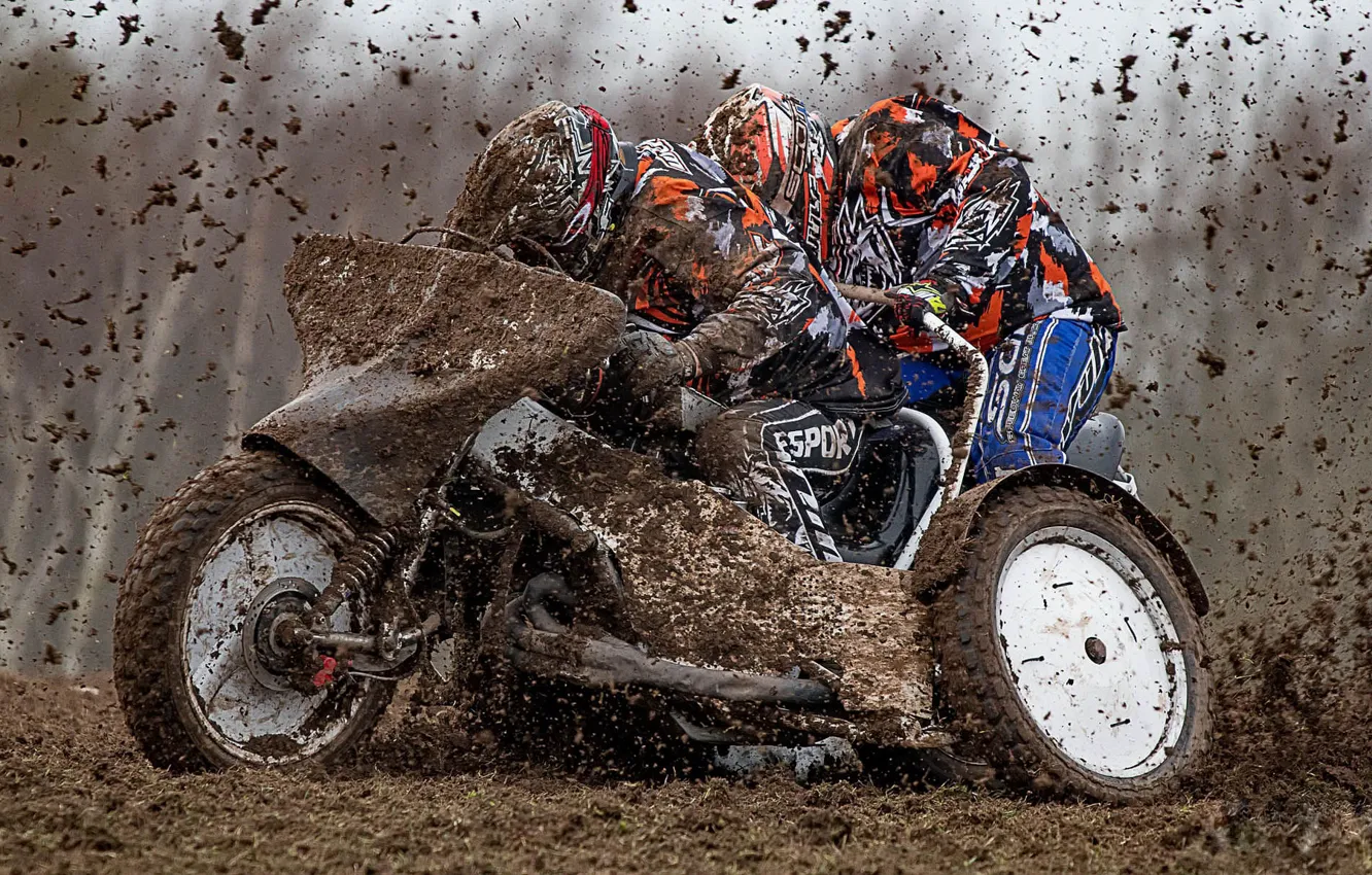 Photo wallpaper race, dirt, motorcycle