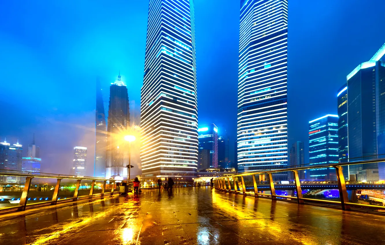 Photo wallpaper China, China, Hong Kong at night, light trails in Shanghai, Hong Kong at night, light …