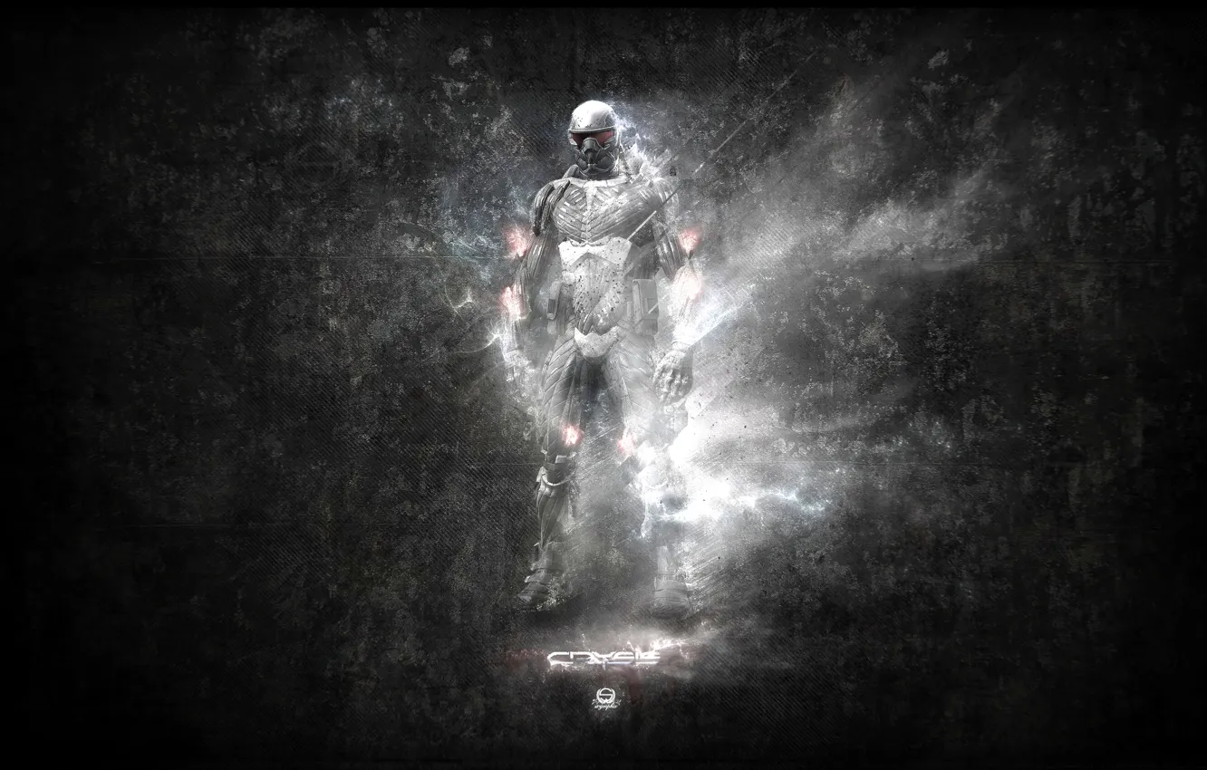 Photo wallpaper smoke, Crysis 2, nanosuit, damage