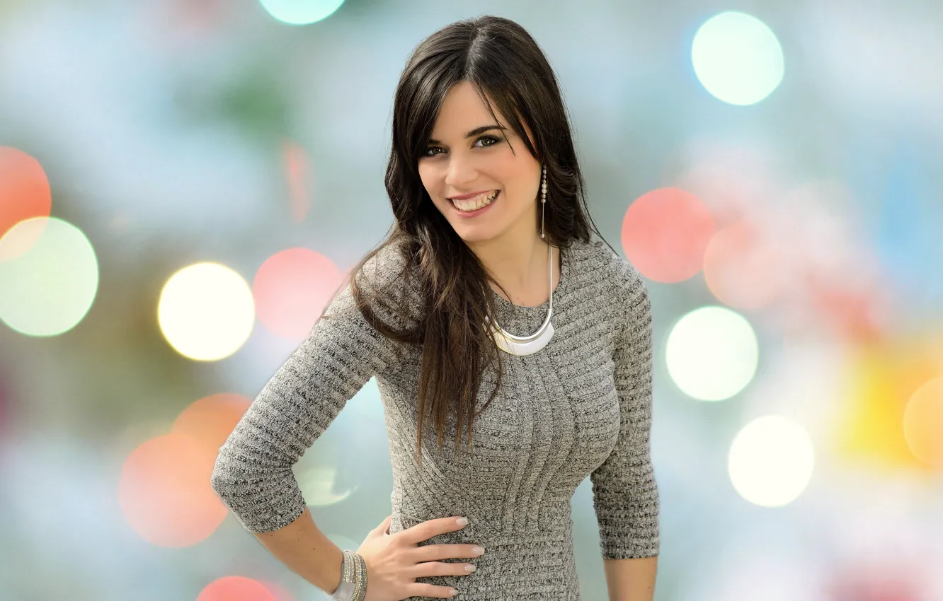 Photo wallpaper girl, pose, smile, model, brunette, denise