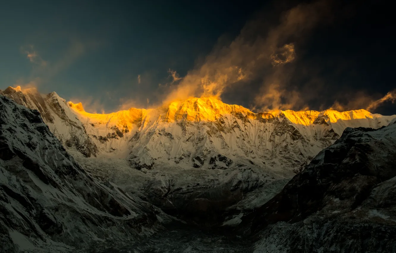 Photo wallpaper mountains, Annapurna, Sunset