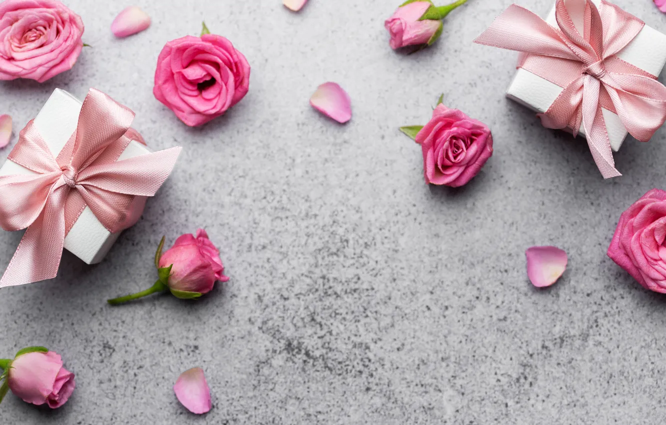 Photo wallpaper love, flowers, gift, romance, heart, roses, love, happy