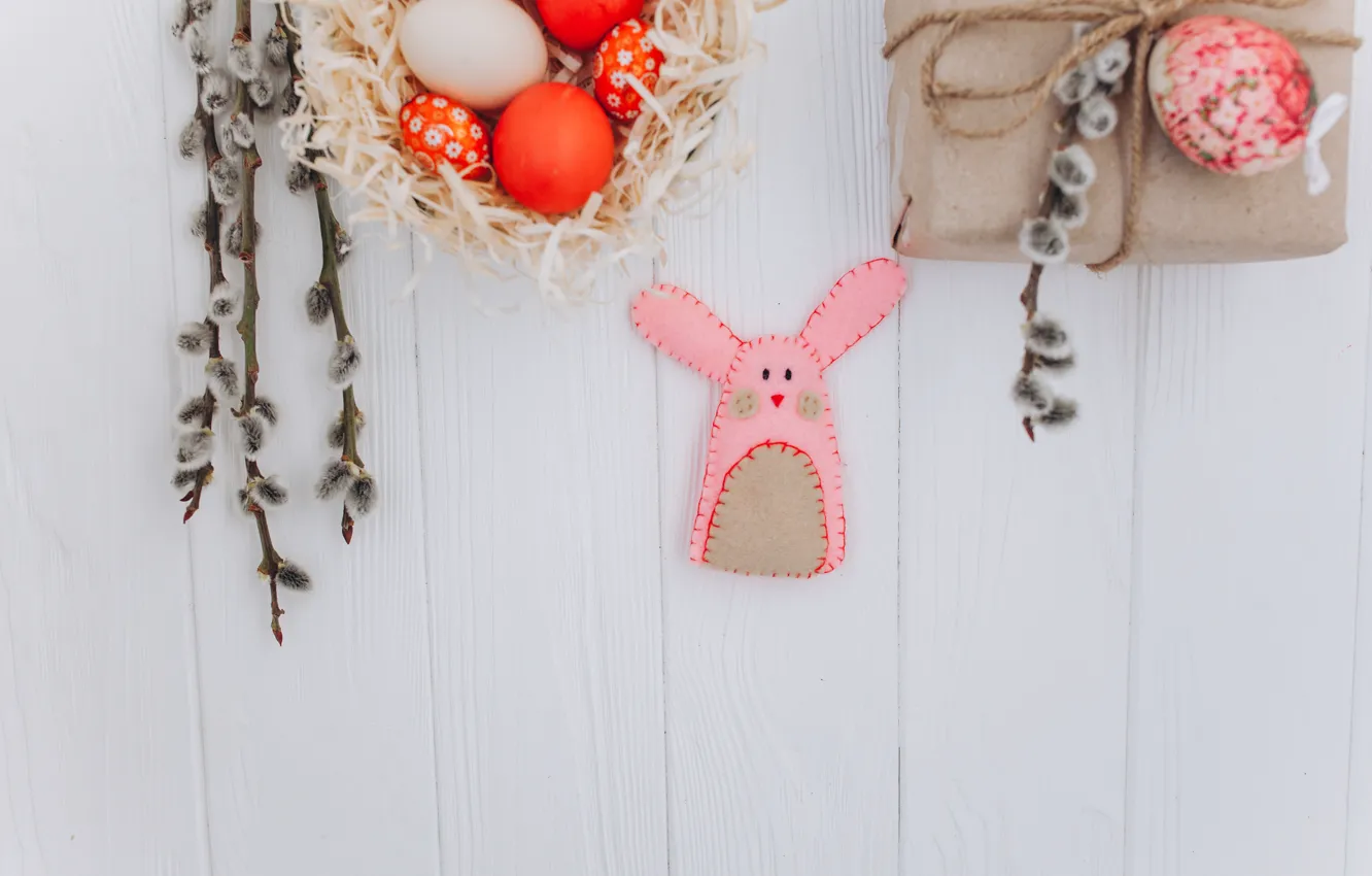 Photo wallpaper holiday, gift, toy, eggs, spring, rabbit, Easter, toy