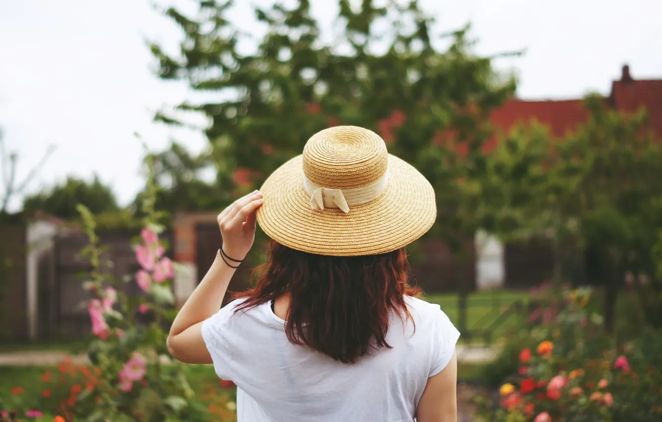 Photo wallpaper hair, back, hat
