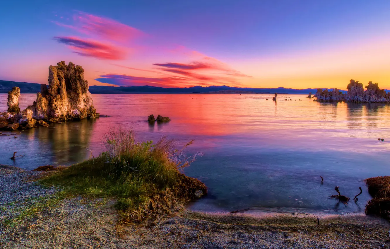 Photo wallpaper sunset, river, CA, USA