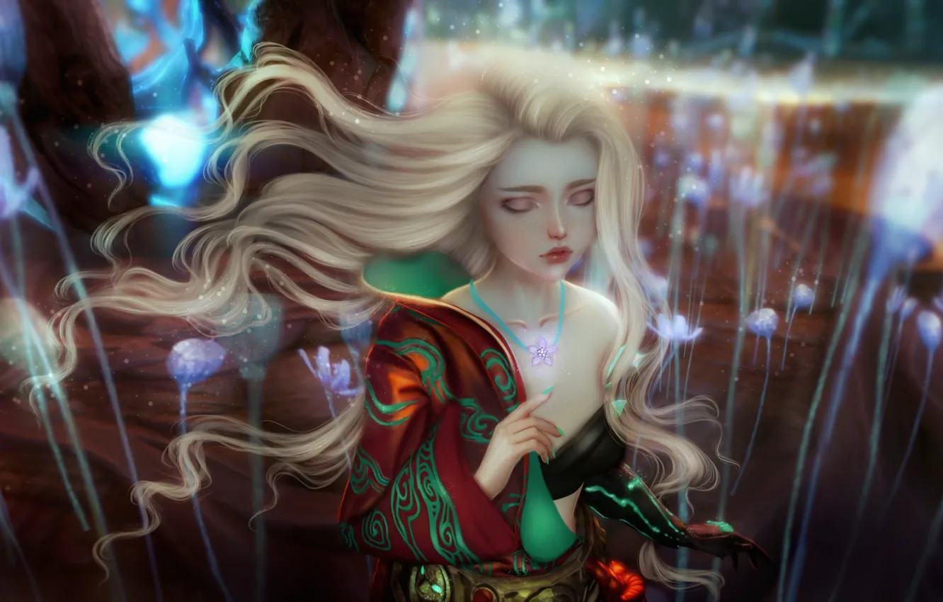 Photo wallpaper girl, magic, hair, fantasy, art, blonde