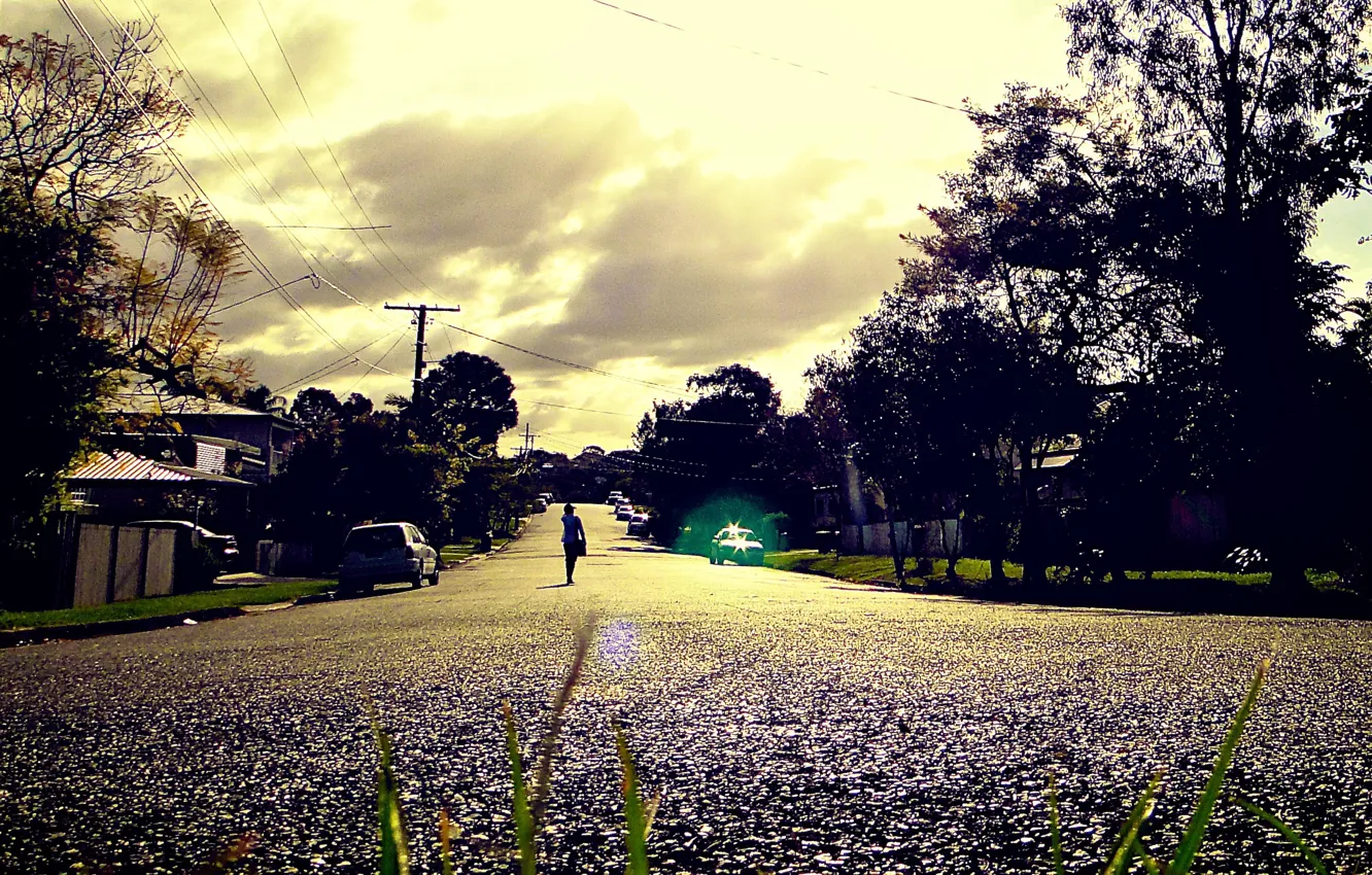 Photo wallpaper road, the city, street, Walking On Lonely Road