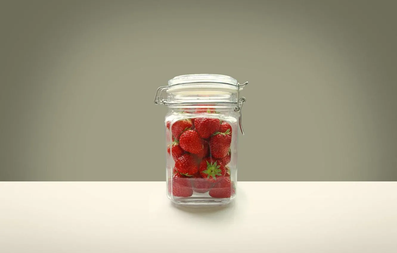 Photo wallpaper berries, table, Wallpaper, minimalism, strawberry, Bank, fruit, vitamins