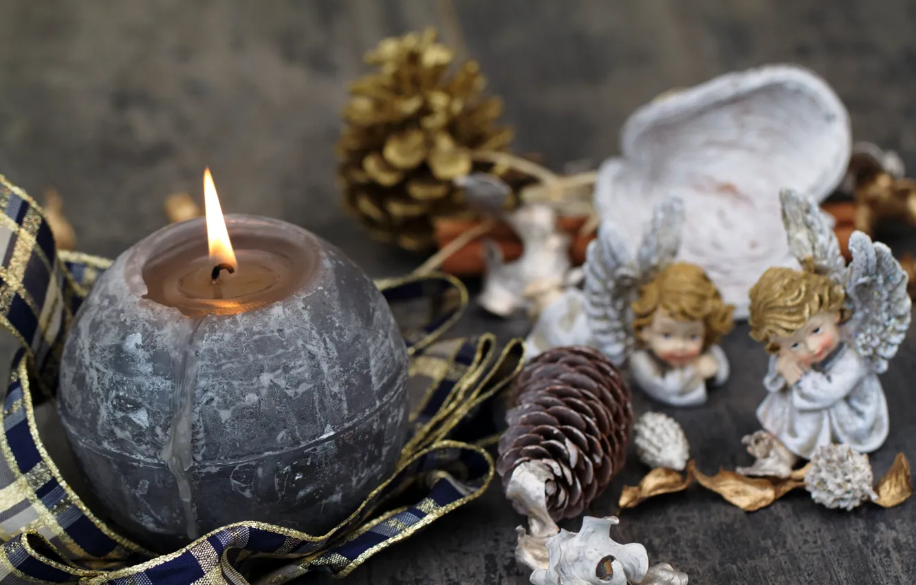 Photo wallpaper holiday, new year, candle, angel, decor