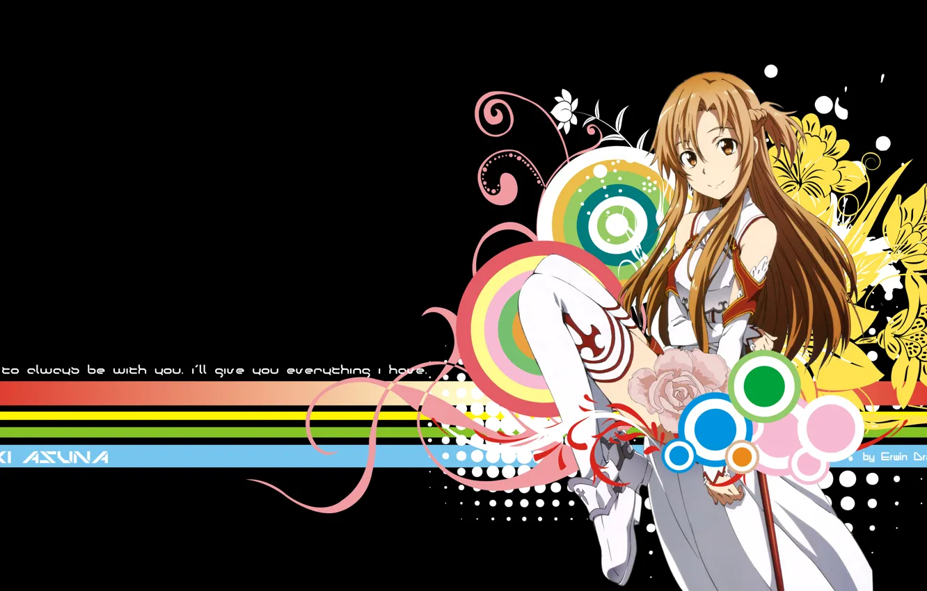 Photo wallpaper look, smile, Anime, Sword art online, Yuuki Asuna, Sword art online, Yuuki Asuna