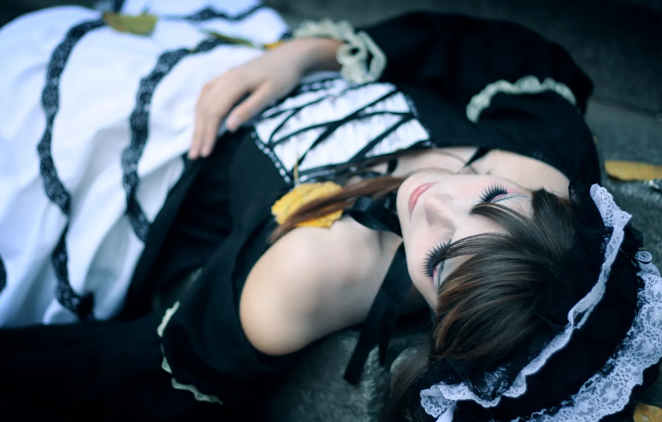 Photo wallpaper black, brunette, beautiful