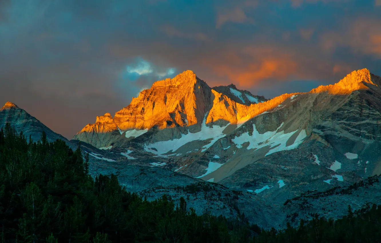 Photo wallpaper landscape, mountains, dawn, California, eastern Sierra