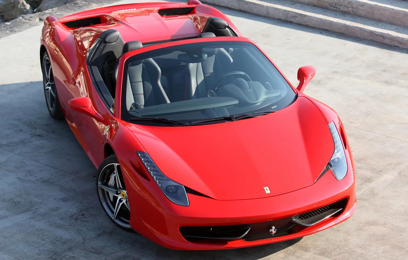 Photo wallpaper lights, Ferrari, red, the front, spider, Spider, 458 Italia