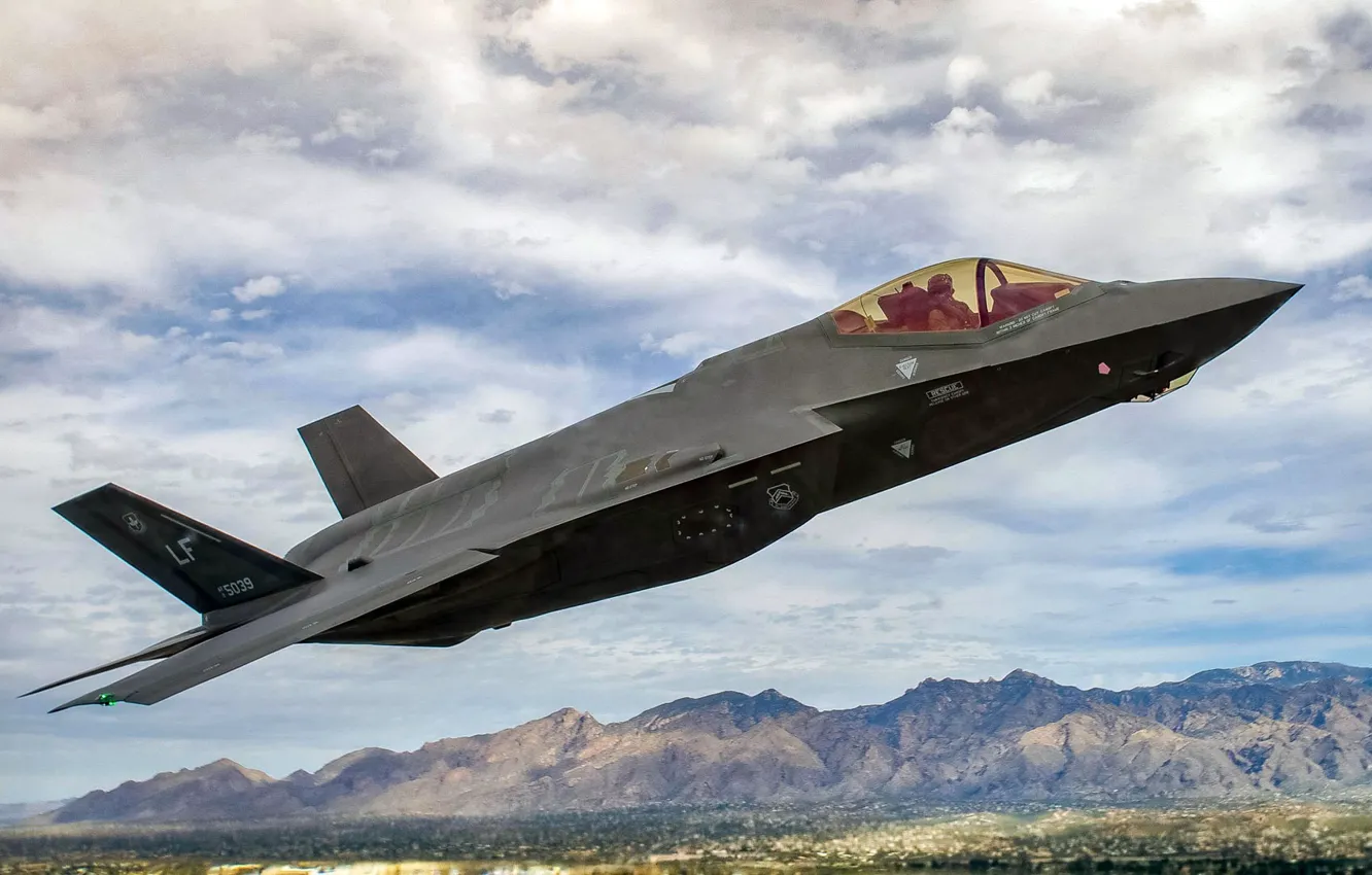Photo wallpaper fighter-bomber, F-35, UNITED STATES AIR FORCE, Lightning II, Lockheed Martin