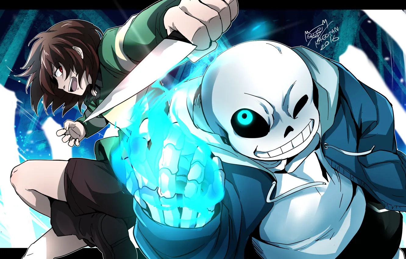 Photo wallpaper the game, art, knife, two, Undertale, Undertail
