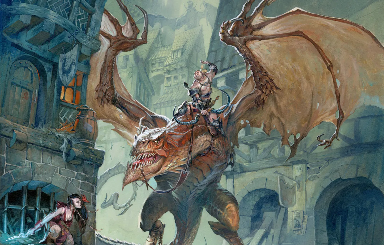 Photo wallpaper girl, dragon, rider, Jesper Ejsing