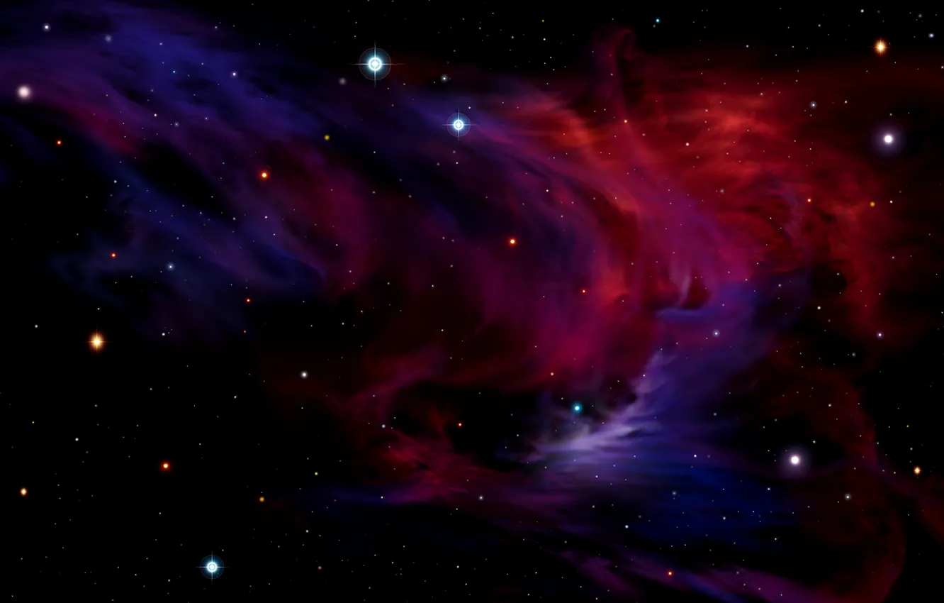 Photo wallpaper nebula, red, blue