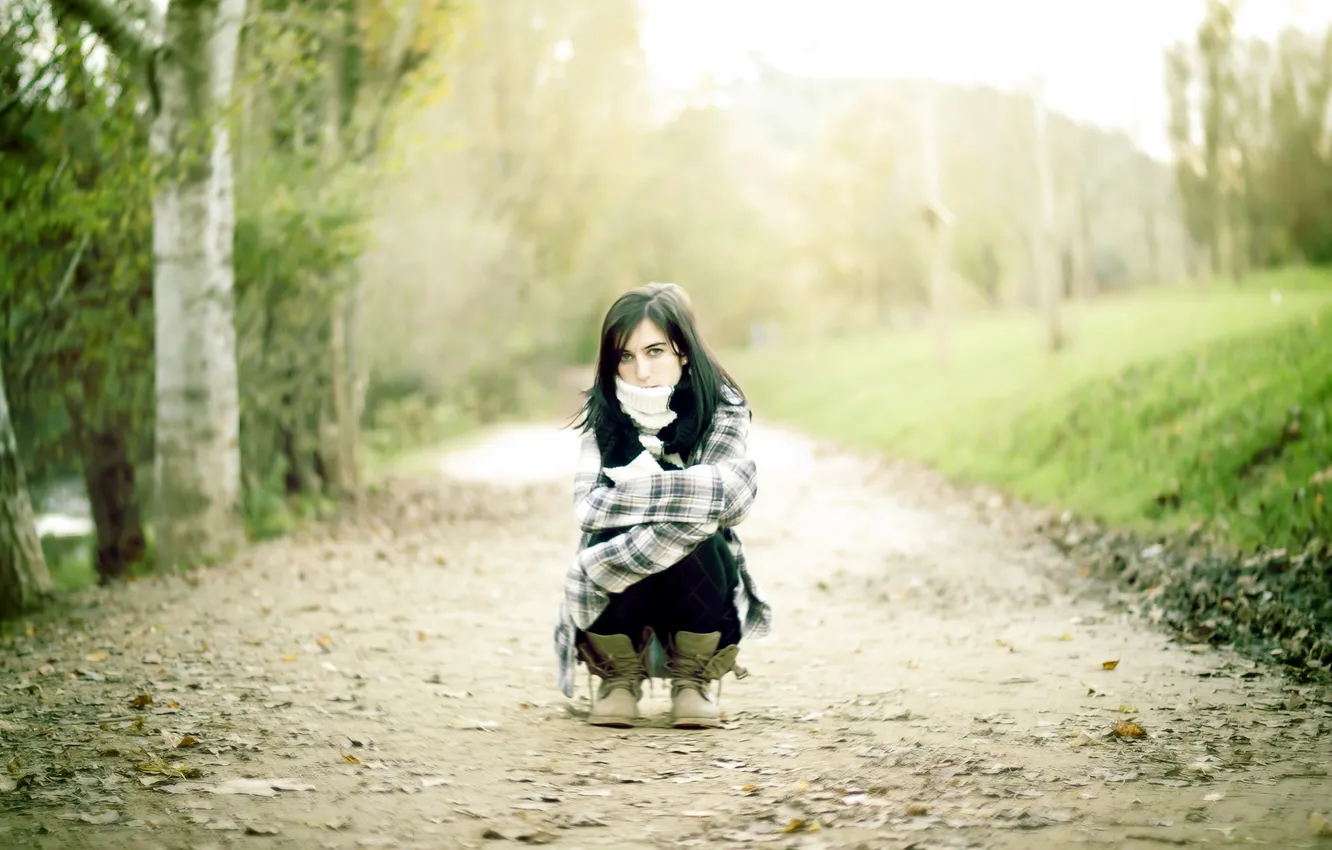 Photo wallpaper road, girl, mood