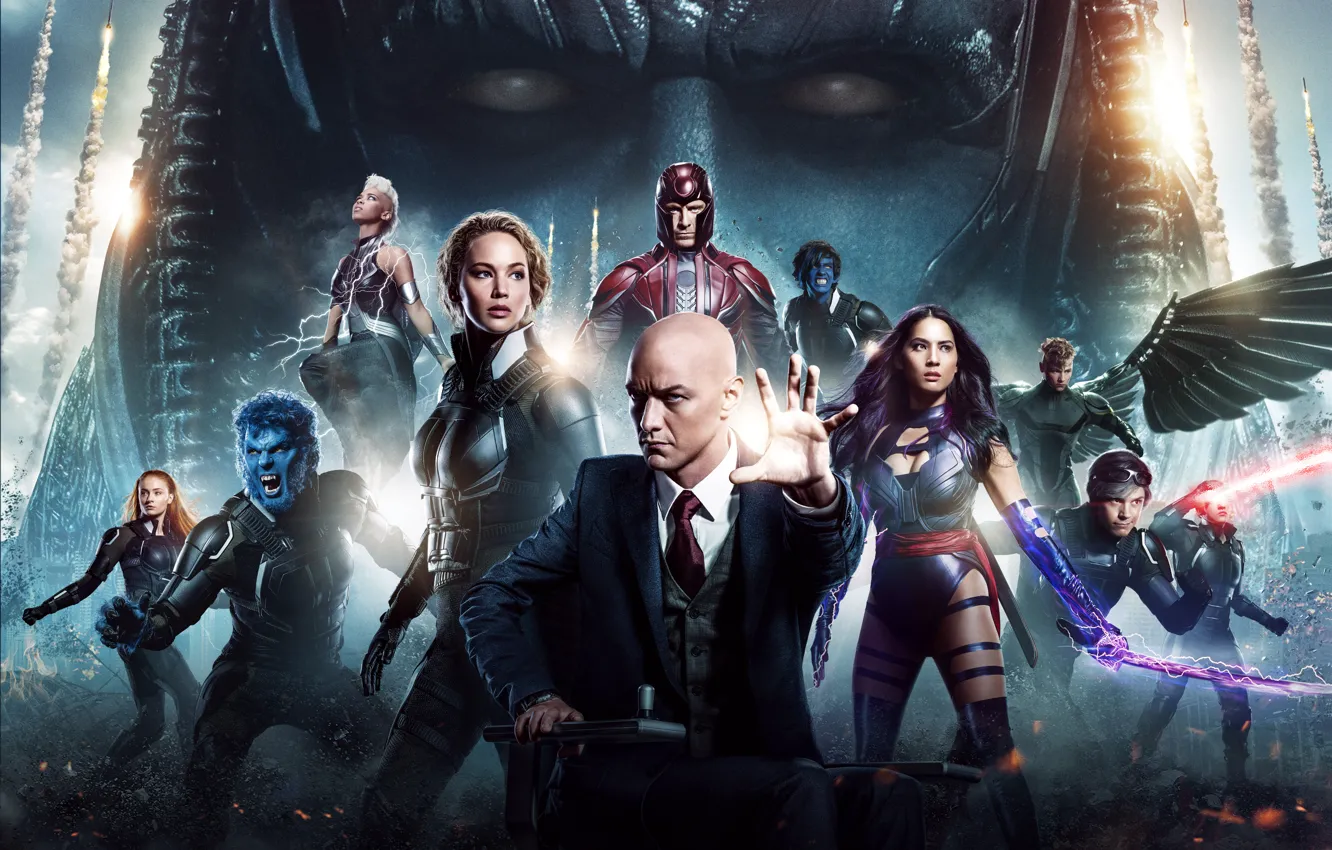 Photo wallpaper Olivia Munn, storm, Mystic, Marvel, angel, James McAvoy, Magneto, Michael Fassbender